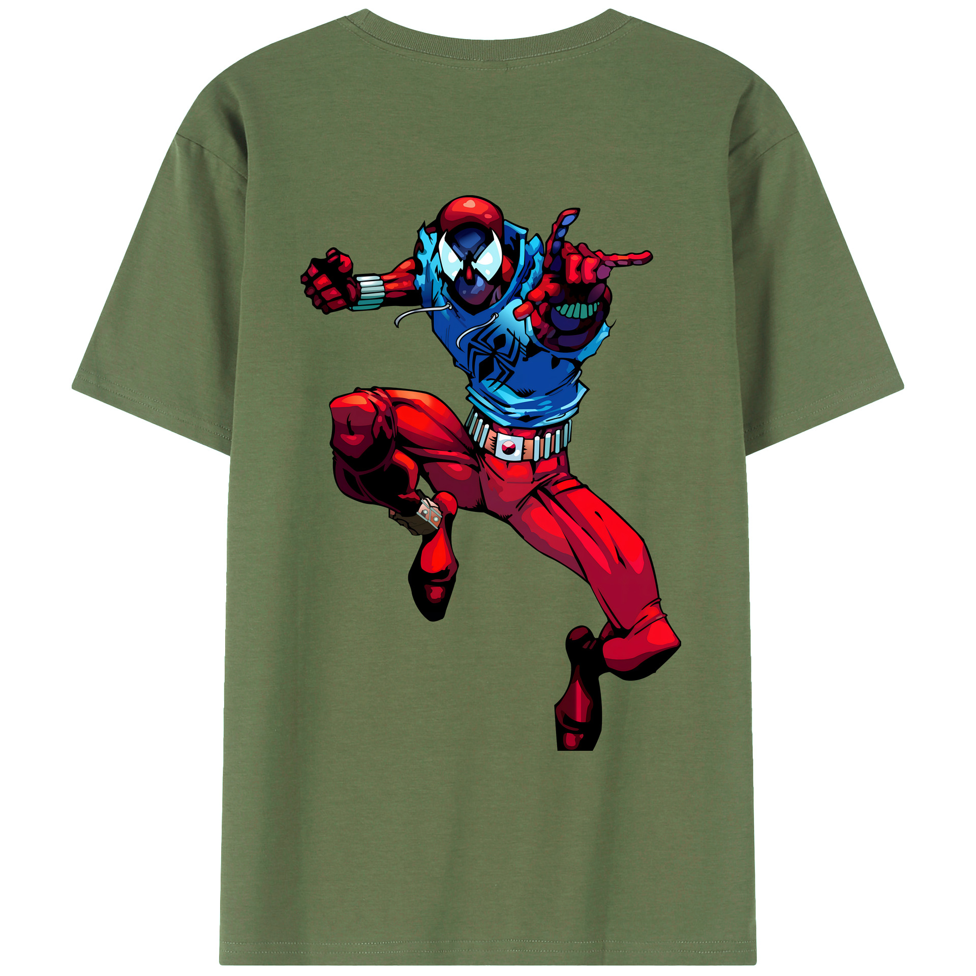 （画像用） Spider Man スパイダーマン 綿100％ メンズ半袖Tシャツ（バックプリント） 通気性